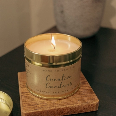 Creative Gardens Soy Tin Candle Peony & Blushed Suede - image 6