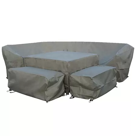 Curved Corner Sofa Set Covers - Khaki