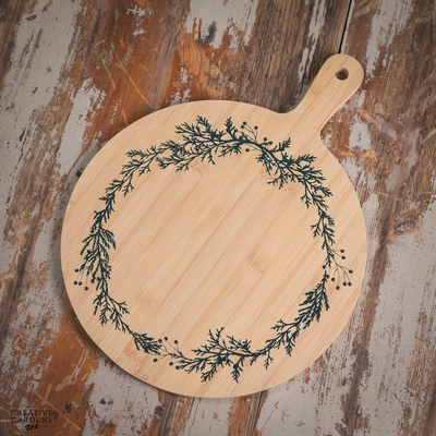 Cutting Board Bamboo with Wreath Pattern