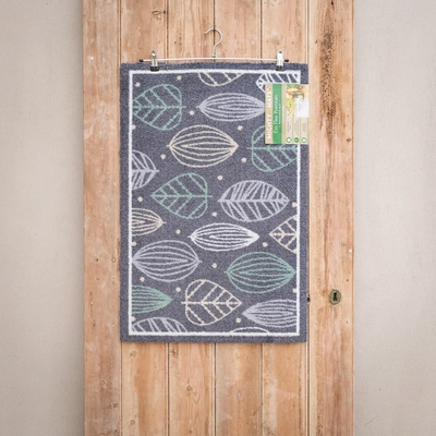 Eco Flex Premium Washable Abstract Green Leaf Mat - 75cm x 50cm