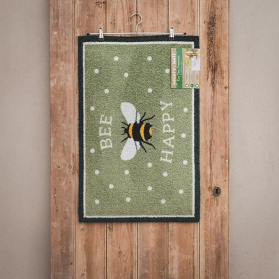 Eco Flex Premium Washable Green Bee Happy Mat - 75cm x 50cm