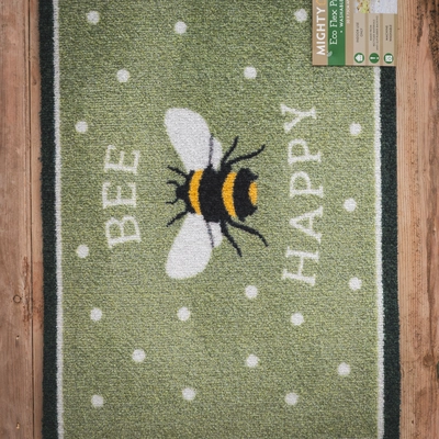 Eco Flex Premium Washable Green Bee Happy Mat - 75cm x 50cm - image 2