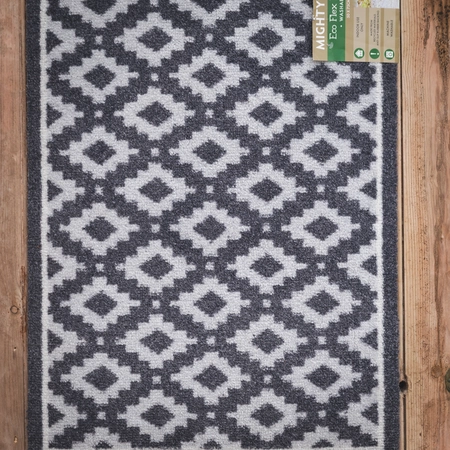 Eco Flex Premium Washable Grey Geometric Diamond Mat - 75cm x 50cm - image 2
