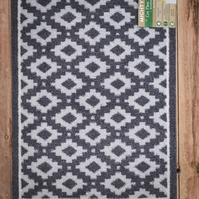 Eco Flex Premium Washable Grey Geometric Diamond Mat - 75cm x 50cm - image 2