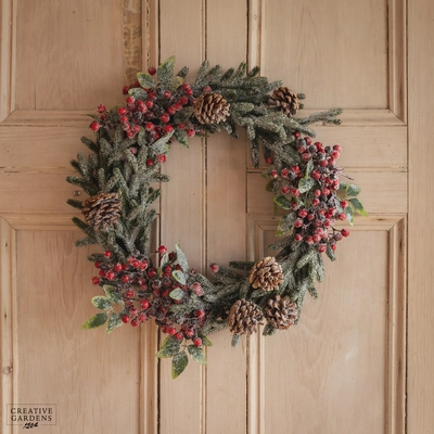 Everland Frosted Red Berry Wreath 60cm - image 1