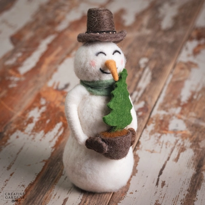 Felt Snowman with Tree 20Cm - image 2