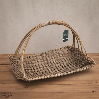 Flat Flower Basket with Hoop Handle
