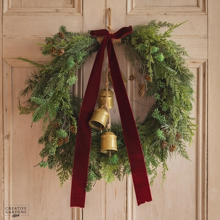 Floralsilk Belmesthorpe Wreath with Bow & Bell 66cm - image 1