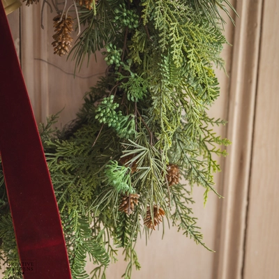 Floralsilk Belmesthorpe Wreath with Bow & Bell 66cm - image 3