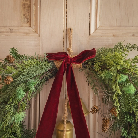 Floralsilk Belmesthorpe Wreath with Bow & Bell 66cm - image 4