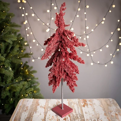 Flurry Fir Mini Tree Glitter Burgundy Indoor