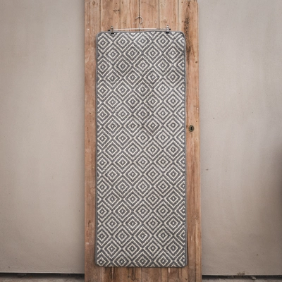 Geo Soft Loop Light Grey & White Geometric Runner - 150cm x 57cm