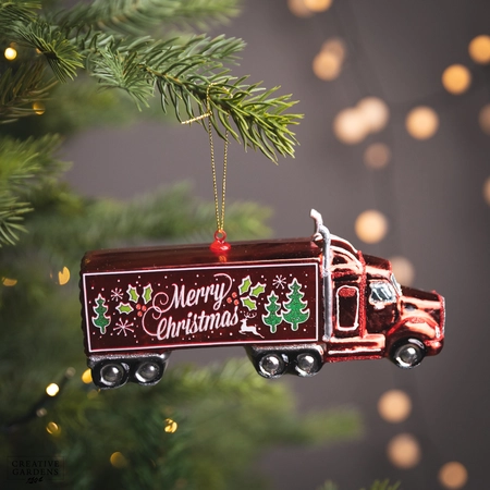 Glass Christmas Truck 18Cm