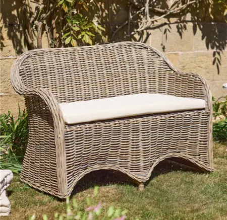 Glenweave Rattan Garden Bench with Cushion