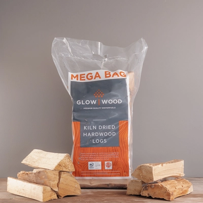 Glow Wood Kiln Dried Hardwood Logs - 14Kg Mega Bag