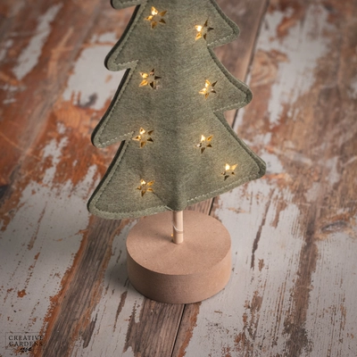 Green Micro LED Felt Tree 35cm - image 4