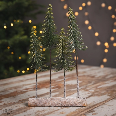 Green Slim Trees on Log