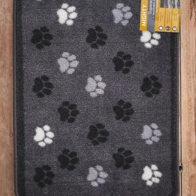 Grey Paw Print Supersoft Washable Mat - 75cm x 50cm - image 2