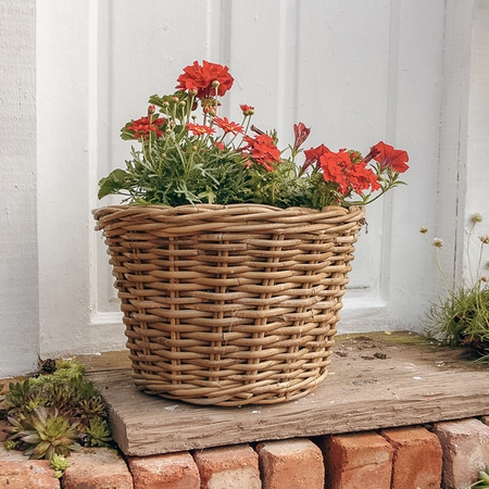 Grey Willow Large Round Basket Planter ‘Rich Reds’ - image 1