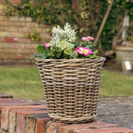 Grey Willow Medium Round Basket Planter ‘Pinks & Purples’ - image 1