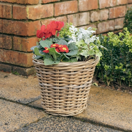 Grey Willow Medium Round Basket Planter ‘Rich Reds’ - image 1