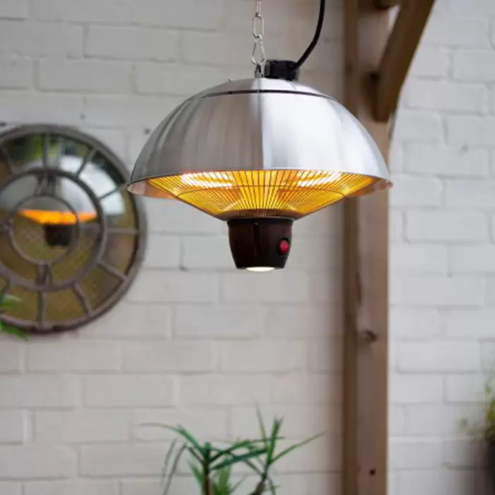 La Hacienda Hanging Mushroom Electric Patio Heater Silver Creative