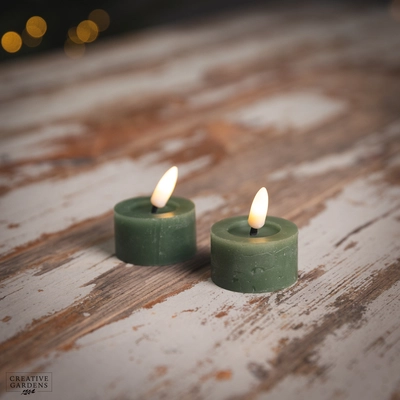 LED Black Tealight 2pk  - Green