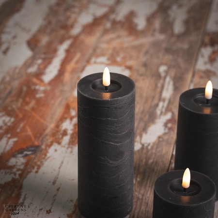 LED Black Wax Candle Set of 3 with remote -Warm White - image 4