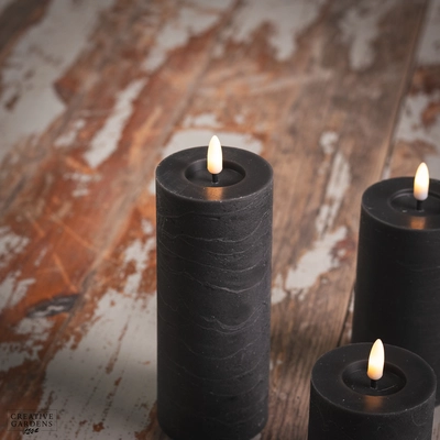 LED Black Wax Candle Set of 3 with remote -Warm White - image 4