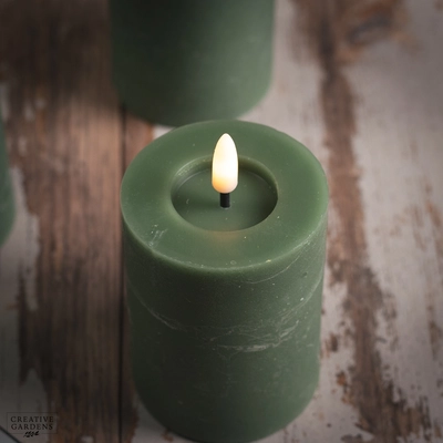 LED Green Wax Candle Set of 3 with remote -Warm White - image 2