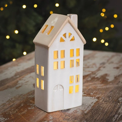 LED Porcelain House 20cm - White