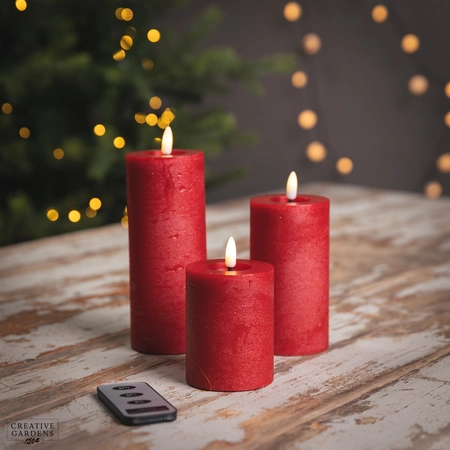 LED Red Wax Candle Set of 3 with remote - image 1