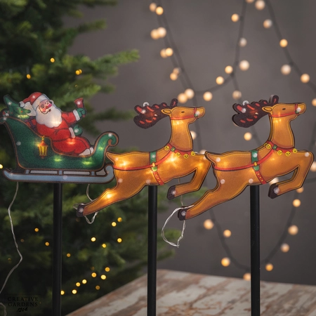 LED Santa Sleigh Stakes