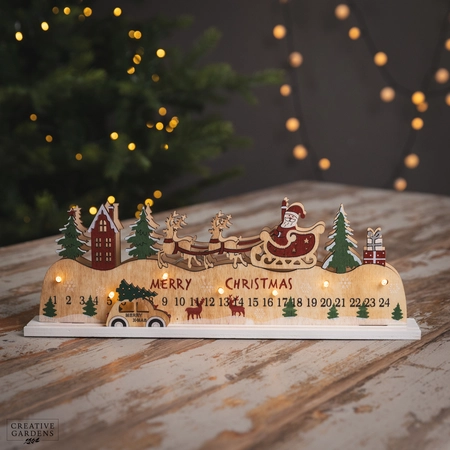 LED Santa Sleigh Wood Scenery - image 1