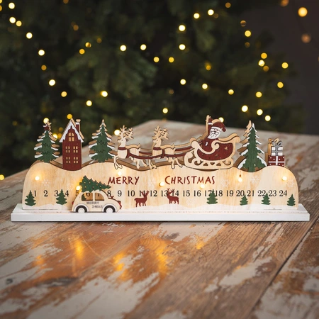 LED Santa Sleigh Wood Scenery - image 1