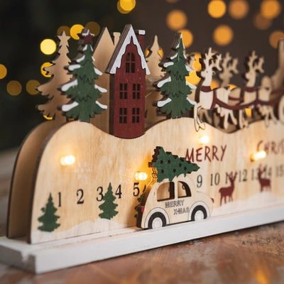 LED Santa Sleigh Wood Scenery - image 2