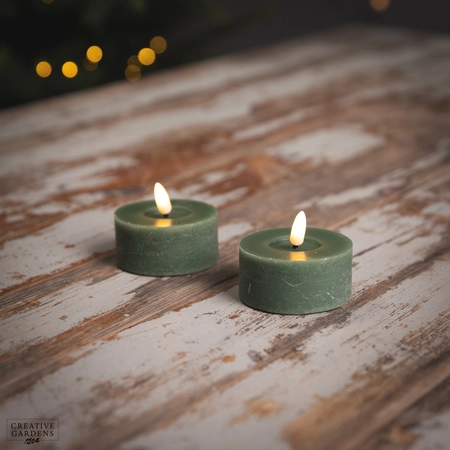 LED Tealight 6cm 2pk  - Green - image 1