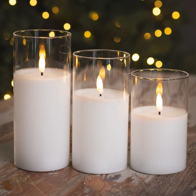 LED Trio Glass Candle Lights