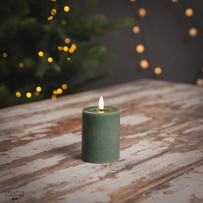 LED Wick Candle 11cm  - Green