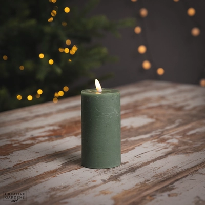 LED Wick Candle 15cm  - Green