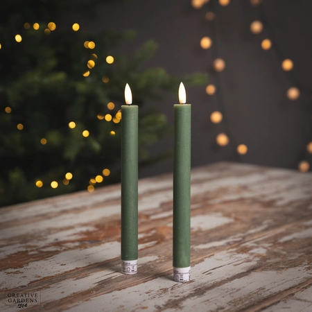 LED Wick Dinner Candle 2pk  - Green - image 1