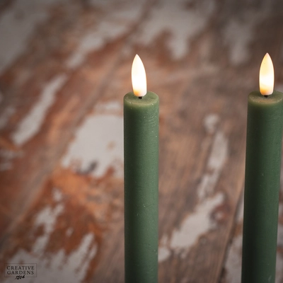 LED Wick Dinner Candle 2pk  - Green - image 2