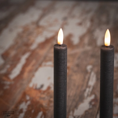 LED Wick Dinner Candle 2pk  - Grey - image 2