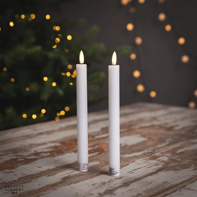 LED Wick Dinner Candle 2pk  - White