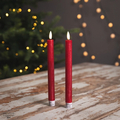 LED Wick Dinner Candle 2pk  - Red