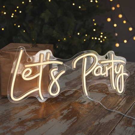 Lets Party Neon Sign - 41cm x 18cm