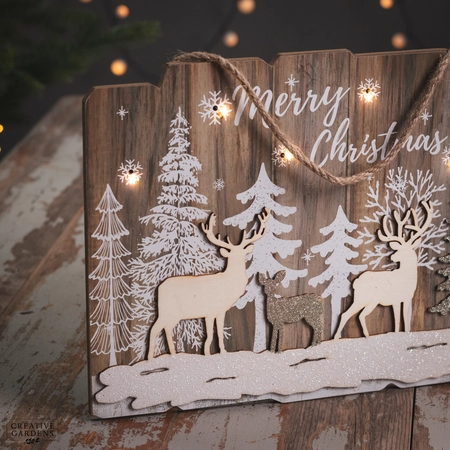 Lit Reindeer Forest Scene Plaque 39cm - image 3