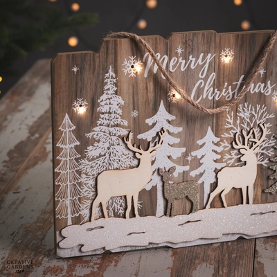 Lit Reindeer Forest Scene Plaque 39cm - image 3