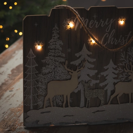 Lit Reindeer Forest Scene Plaque 39cm - image 4