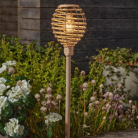 Lumina Faux Rattan Stake Light - Natural